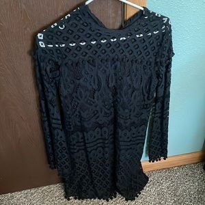 Black lace mini dress